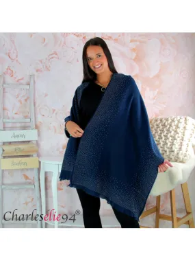 Etole châle laine strass KORY marine