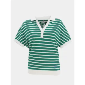 Polo relaxed lyocell rayures vert blanc femme - Tommy Hilfiger | wimod