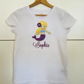 T-shirt enfant brodé & personnalisé sirène