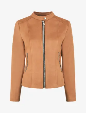 Veste en suédine zippée - Camel